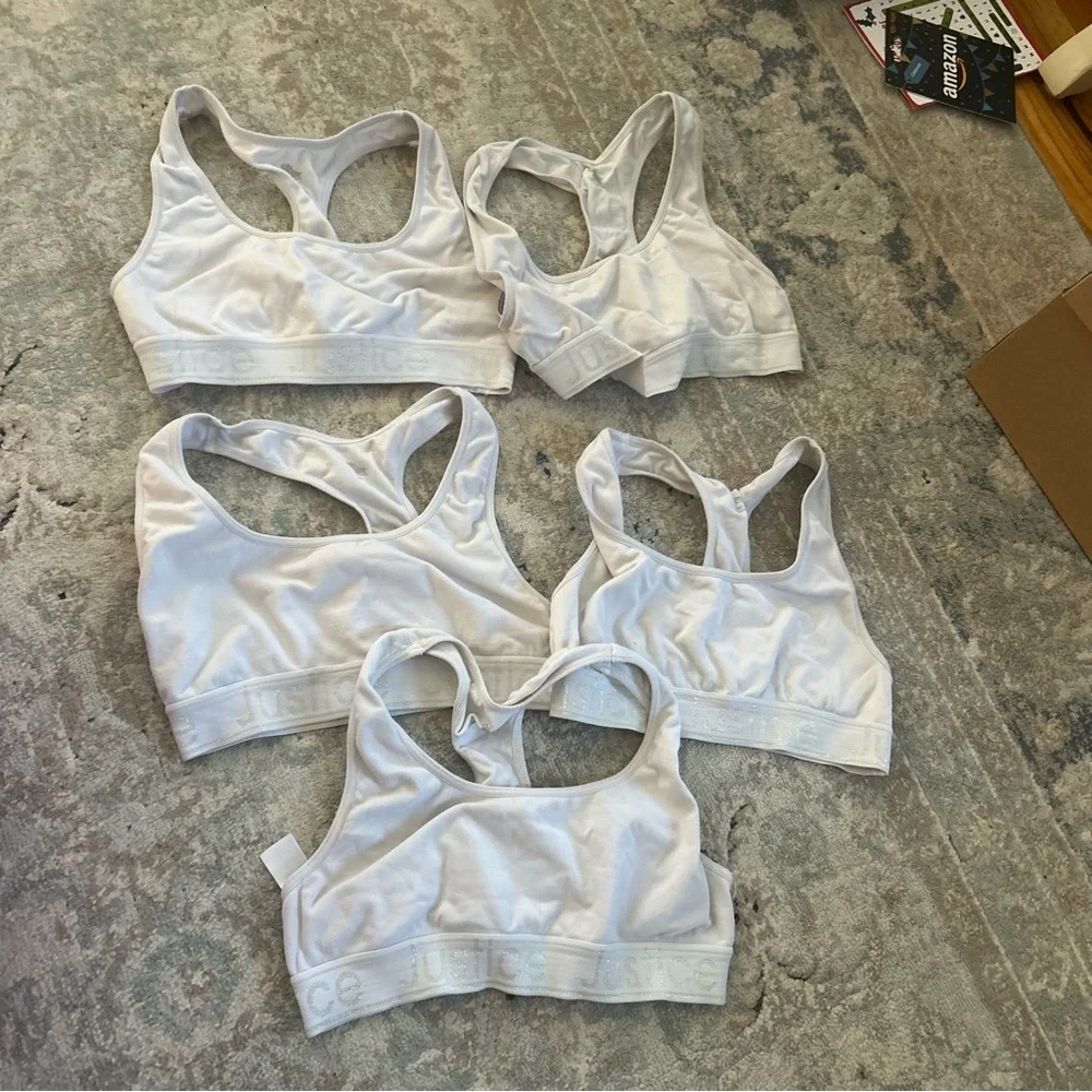 Sports Bras girls size xs/30 Justice SET OF 5 used great condition white